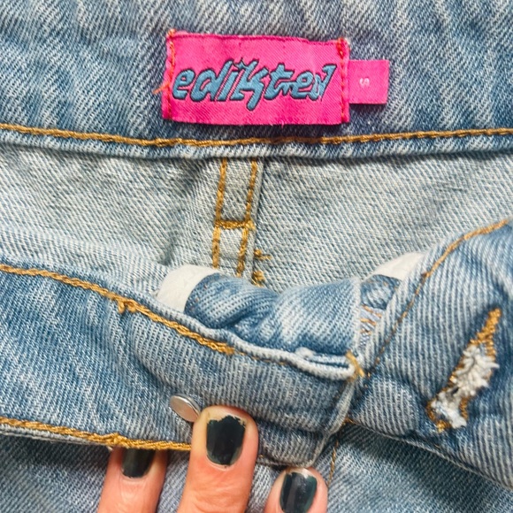 Edikted Blue Denim Skirt with Silver Accents - Picture 2 of 3